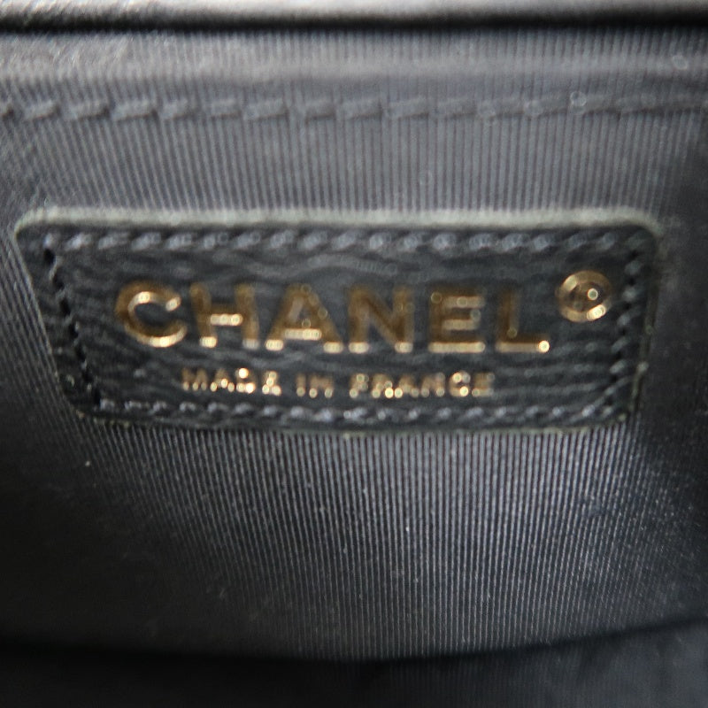 CHANEL Boy Matelassé Lambskin Shoulder Bag Black Gold-Tone Hardware