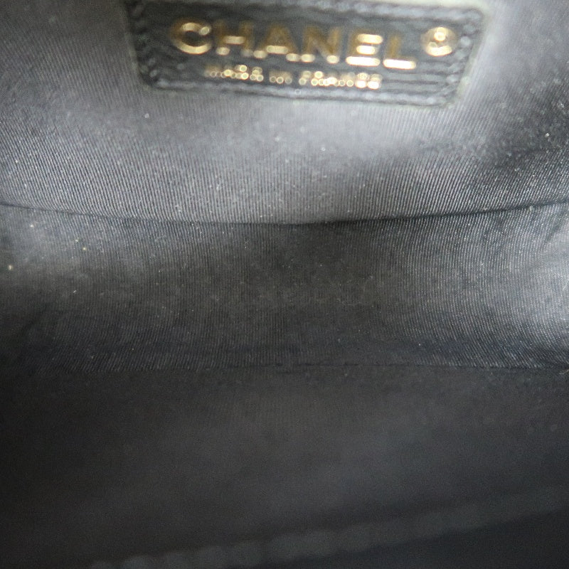 CHANEL Boy Matelassé Lambskin Shoulder Bag Black Gold-Tone Hardware