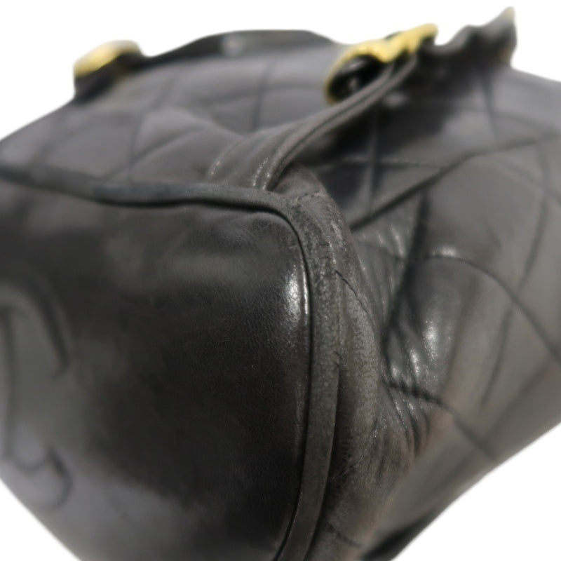 CHANEL Matelassé Lambskin Backpack Black Gold-Tone Hardware