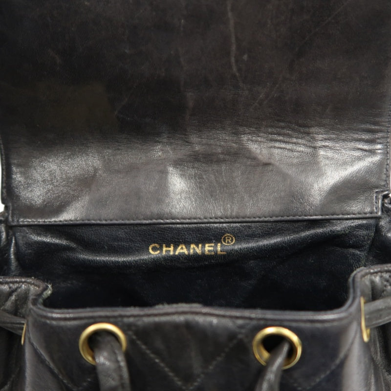 CHANEL Matelassé Lambskin Backpack Black Gold-Tone Hardware