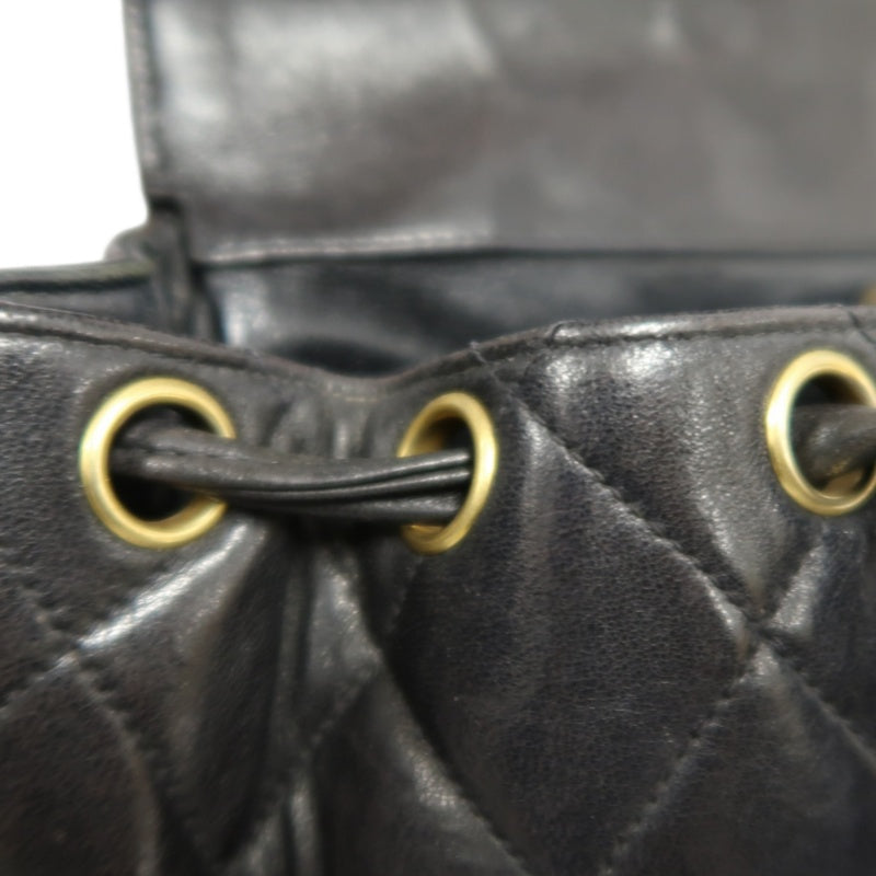 CHANEL Matelassé Lambskin Backpack Black Gold-Tone Hardware