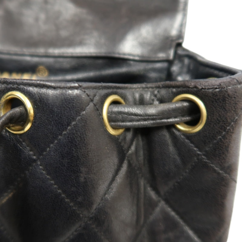 CHANEL Matelassé Lambskin Backpack Black Gold-Tone Hardware