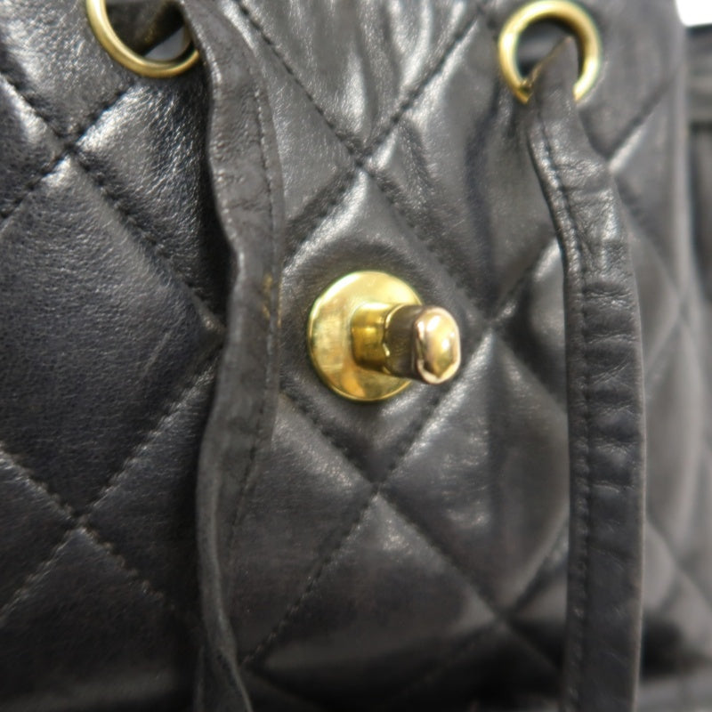 CHANEL Matelassé Lambskin Backpack Black Gold-Tone Hardware