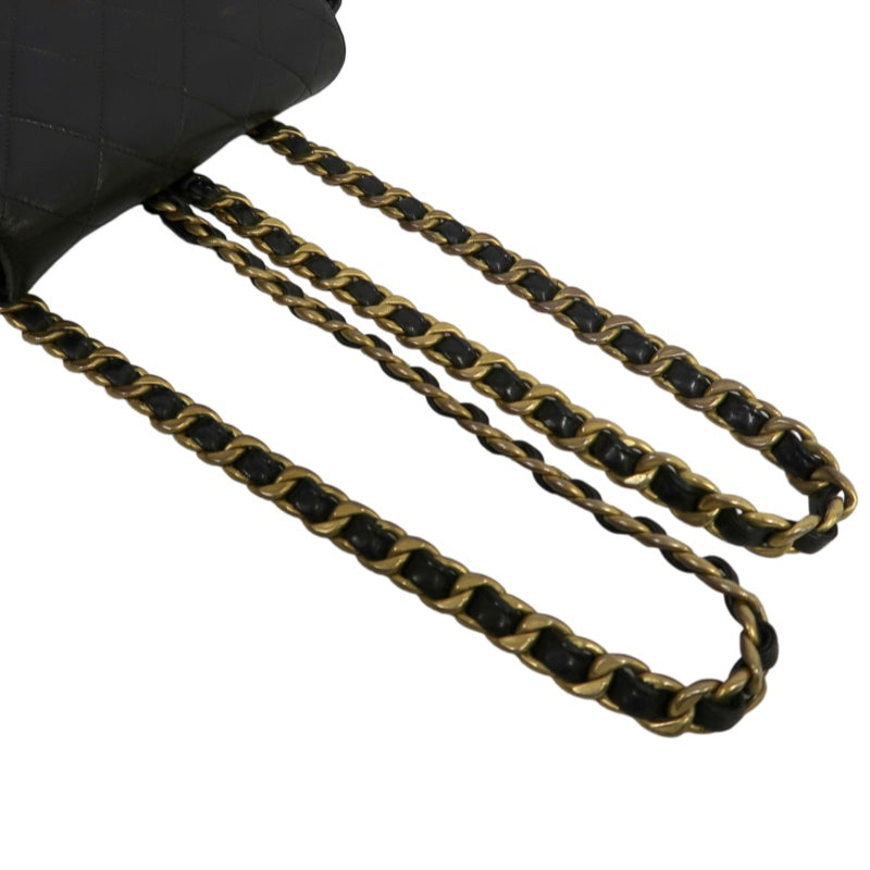CHANEL Matelassé Lambskin Backpack Black Gold-Tone Hardware