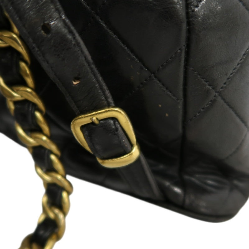 CHANEL Matelassé Lambskin Backpack Black Gold-Tone Hardware