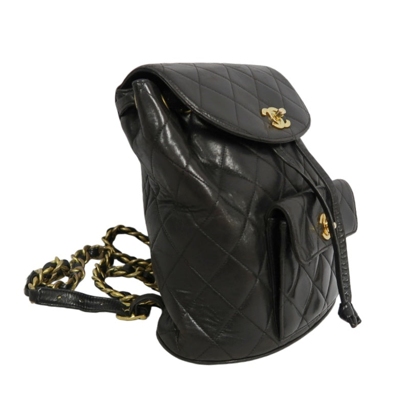 CHANEL Matelassé Lambskin Backpack Black Gold-Tone Hardware