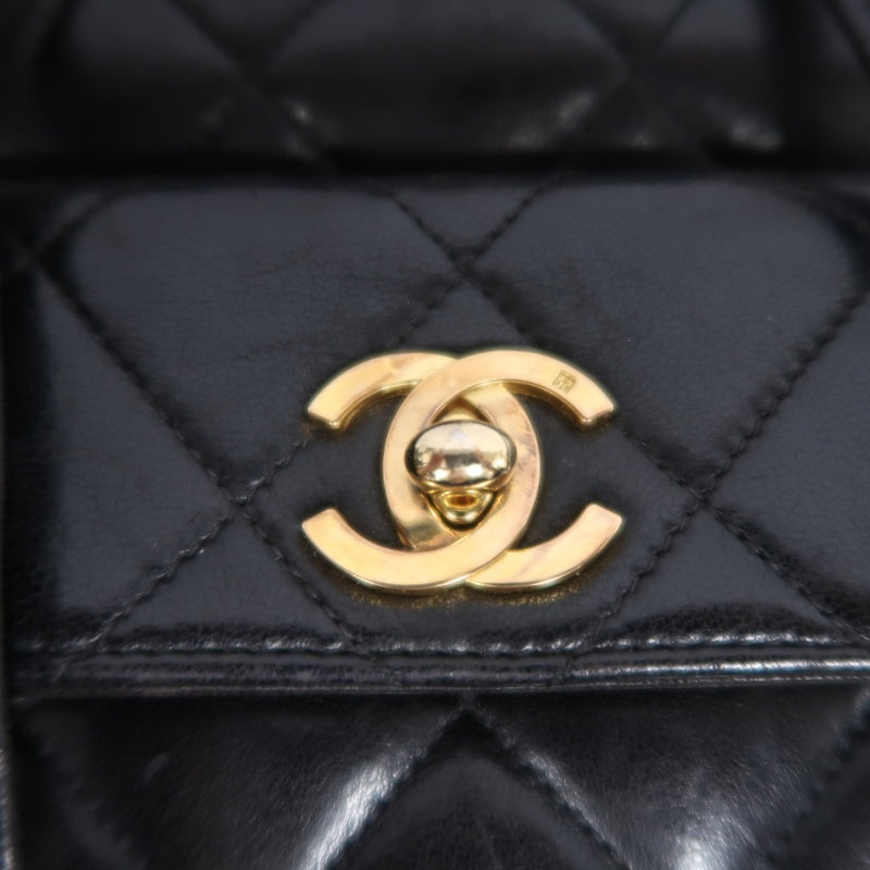 CHANEL Matelassé Lambskin Backpack Black Gold-Tone Hardware