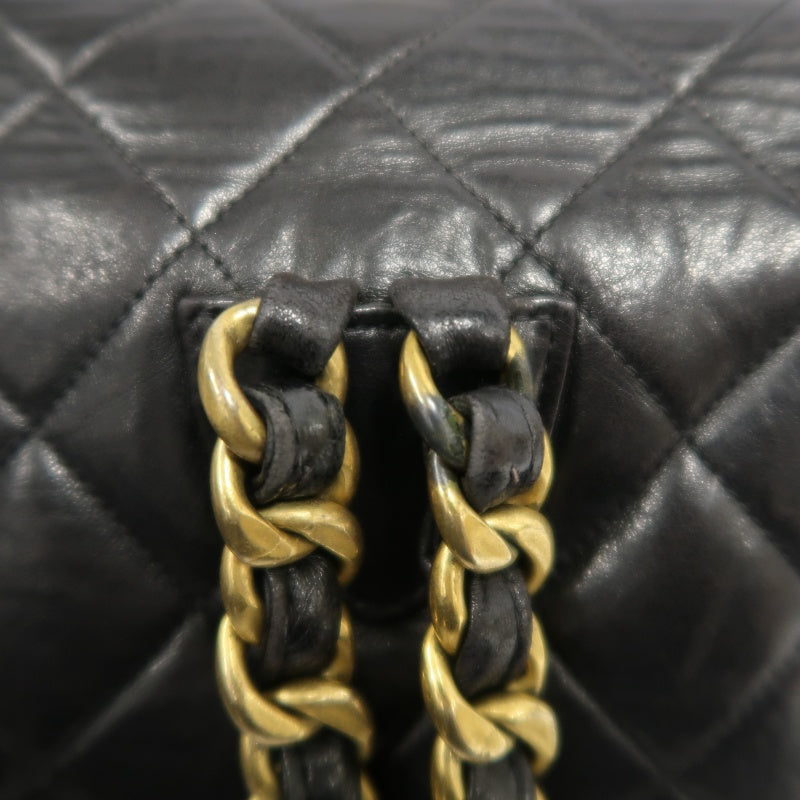 CHANEL Matelassé Lambskin Backpack Black Gold-Tone Hardware