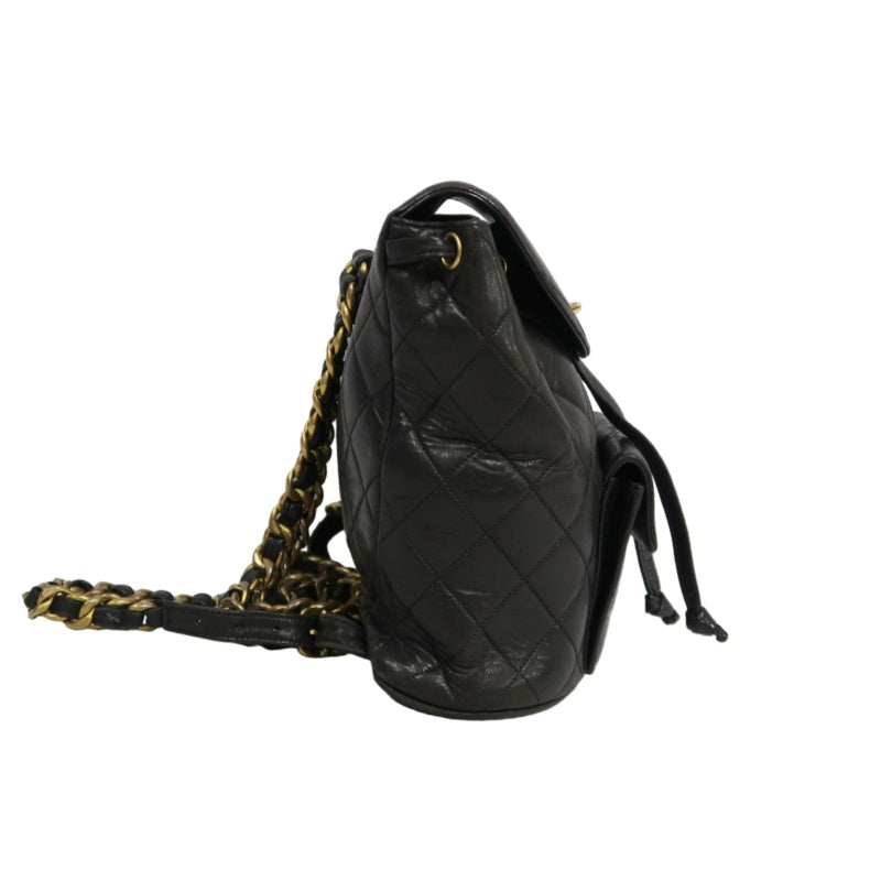 CHANEL Matelassé Lambskin Backpack Black Gold-Tone Hardware