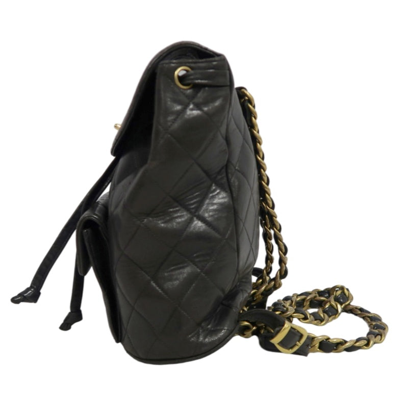 CHANEL Matelassé Lambskin Backpack Black Gold-Tone Hardware