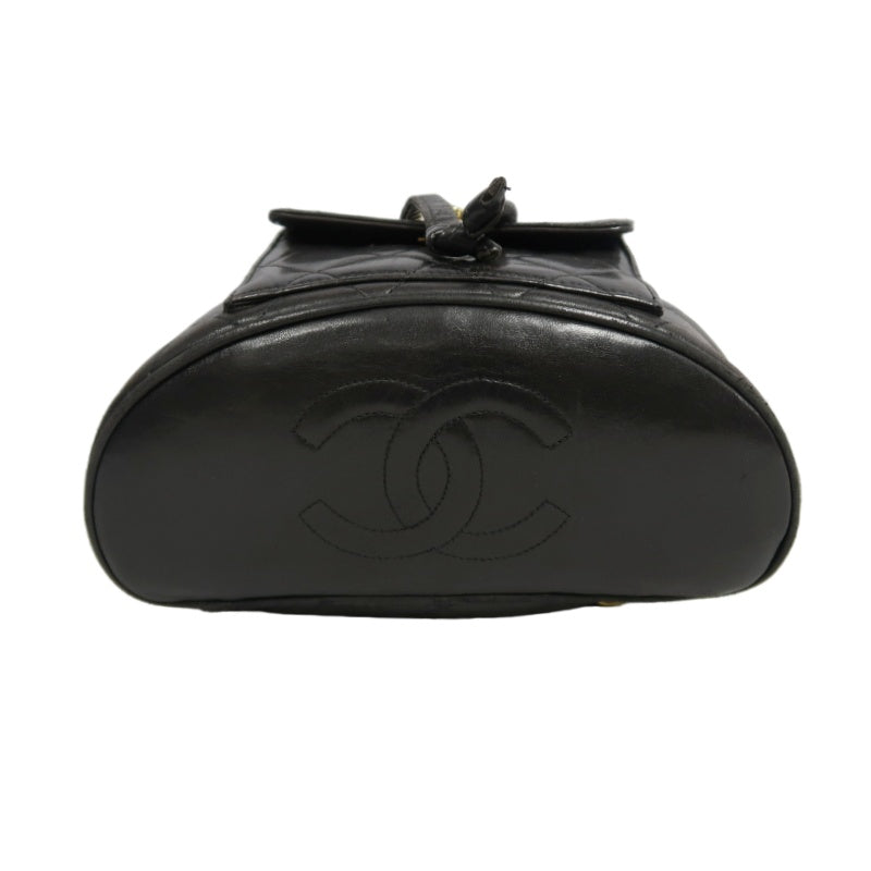 CHANEL Matelassé Lambskin Backpack Black Gold-Tone Hardware