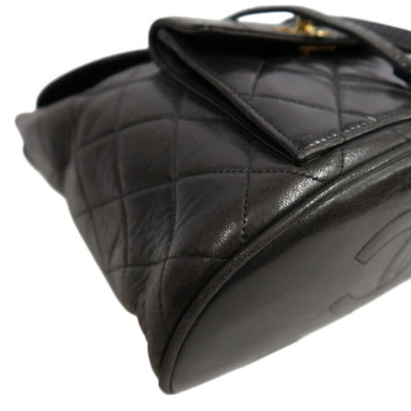 CHANEL Matelassé Lambskin Backpack Black Gold-Tone Hardware
