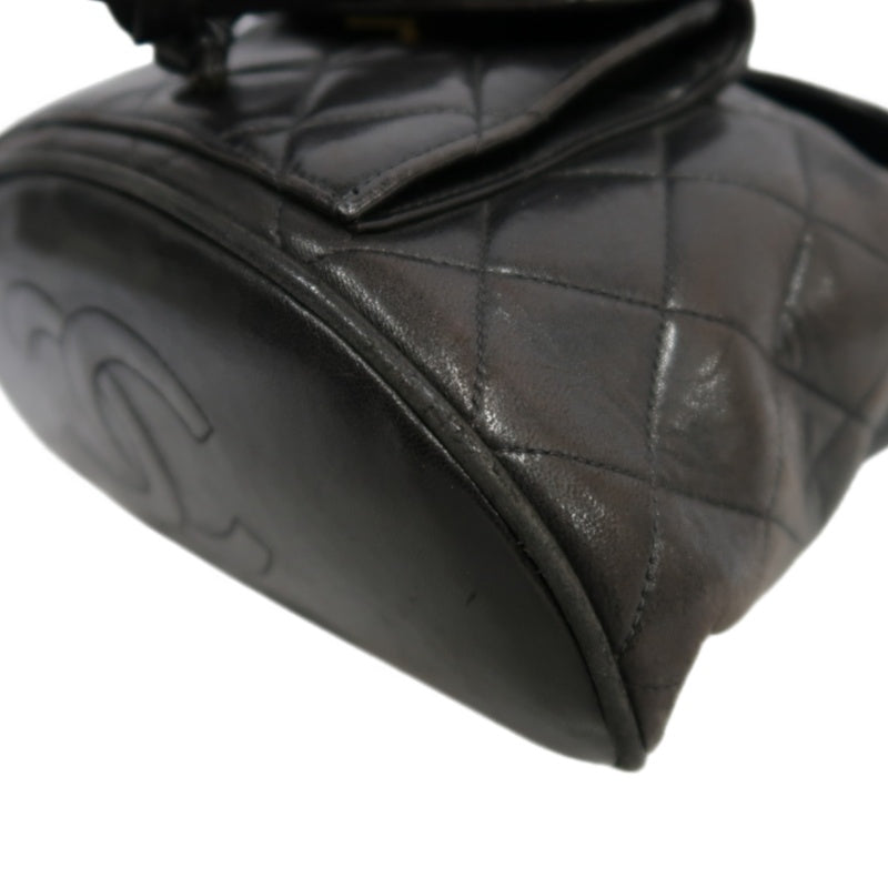 CHANEL Matelassé Lambskin Backpack Black Gold-Tone Hardware