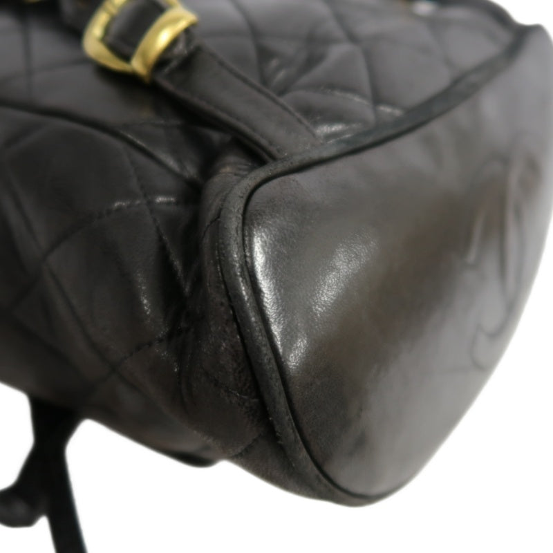 CHANEL Matelassé Lambskin Backpack Black Gold-Tone Hardware
