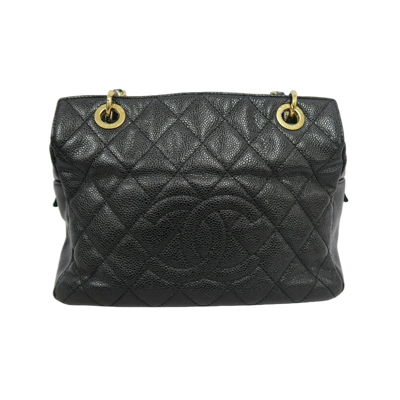 CHANEL GST Matelasse Caviar Leather Tote Bag Black Gold-Tone Hardware