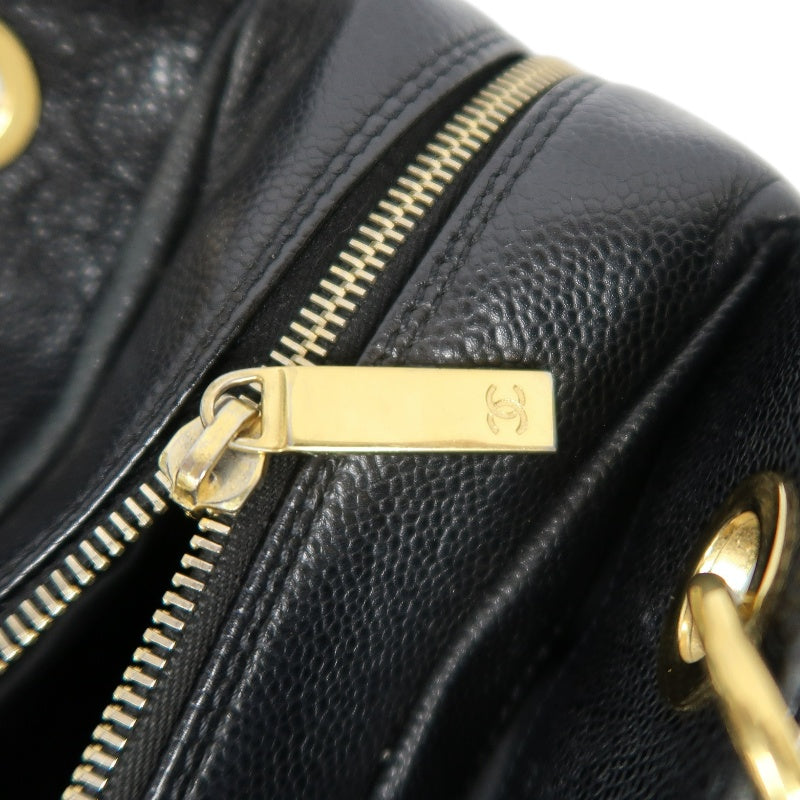 CHANEL GST Matelasse Caviar Leather Tote Bag Black Gold-Tone Hardware