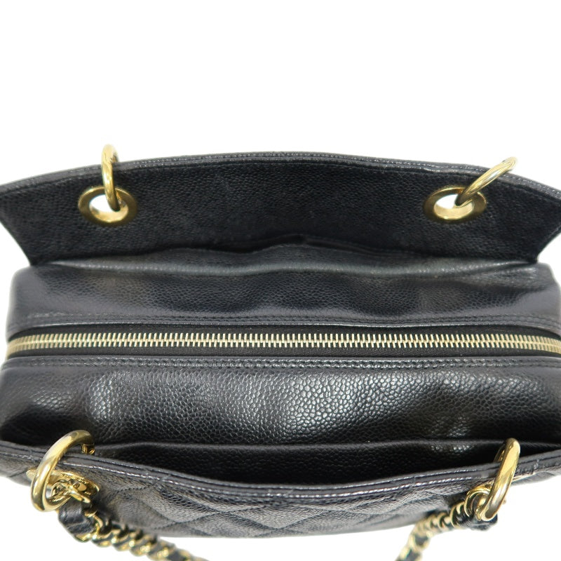 CHANEL GST Matelasse Caviar Leather Tote Bag Black Gold-Tone Hardware
