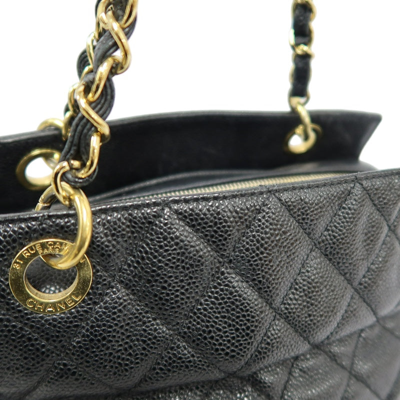 CHANEL GST Matelasse Caviar Leather Tote Bag Black Gold-Tone Hardware