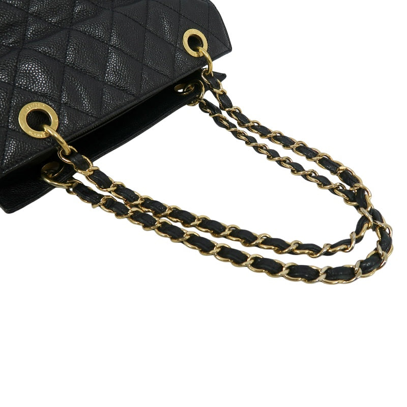 CHANEL GST Matelasse Caviar Leather Tote Bag Black Gold-Tone Hardware
