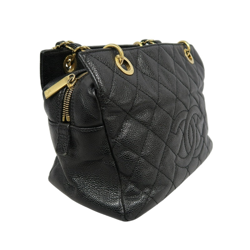 CHANEL GST Matelasse Caviar Leather Tote Bag Black Gold-Tone Hardware