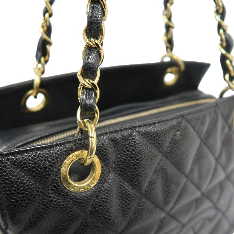 CHANEL GST Matelasse Caviar Leather Tote Bag Black Gold-Tone Hardware