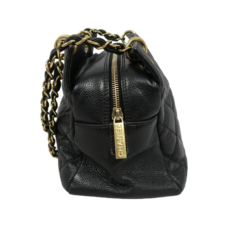 CHANEL GST Matelasse Caviar Leather Tote Bag Black Gold-Tone Hardware