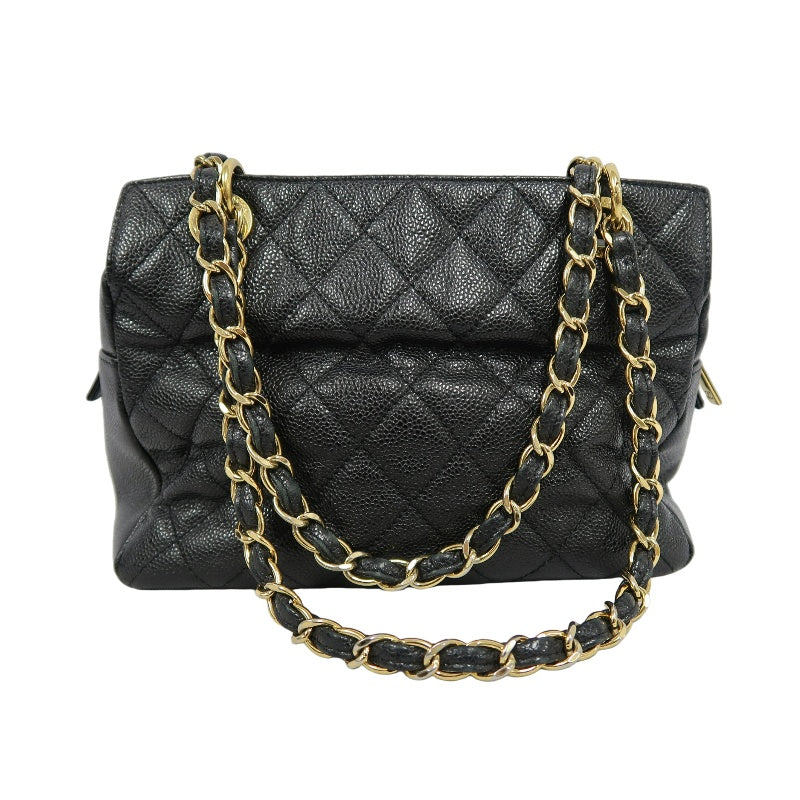 CHANEL GST Matelasse Caviar Leather Tote Bag Black Gold-Tone Hardware
