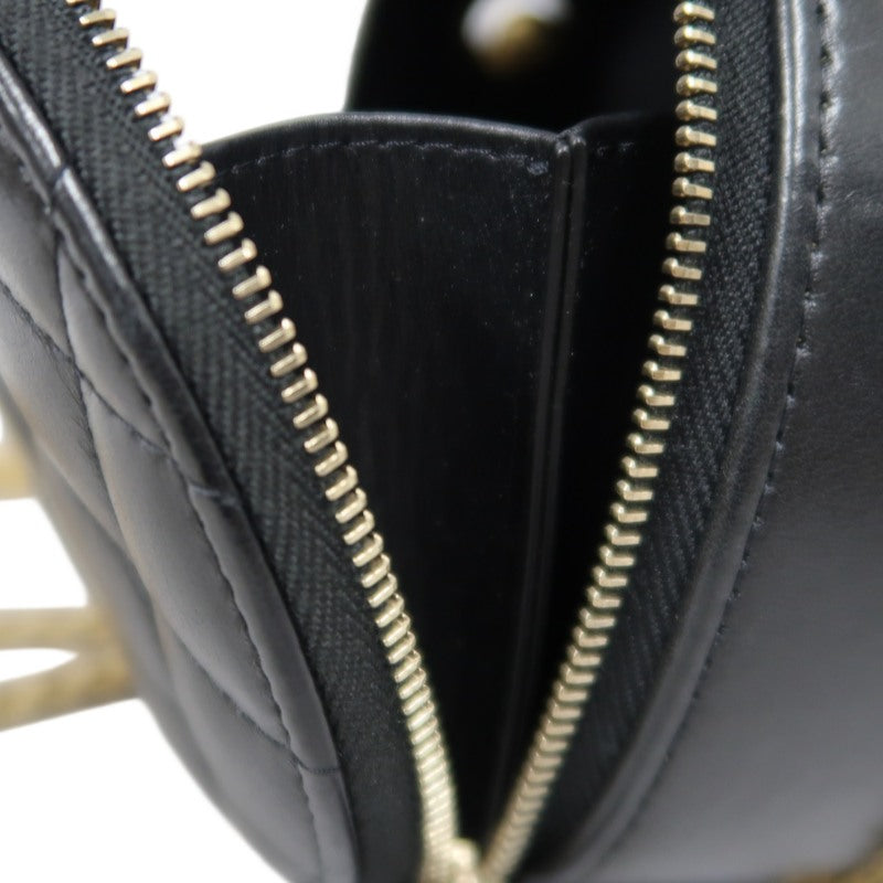 CHANEL Matelassé Mini Shoulder Bag Black Lambskin Gold-Tone Hardware