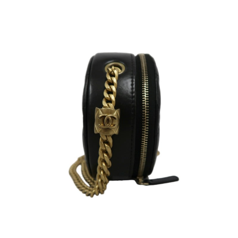 CHANEL Matelassé Mini Shoulder Bag Black Lambskin Gold-Tone Hardware