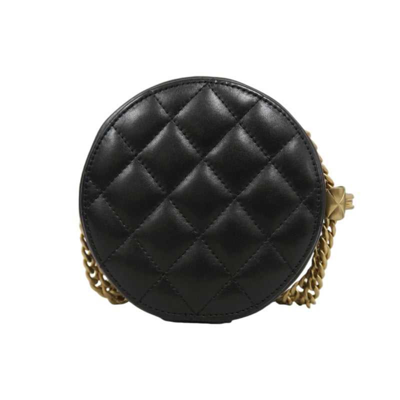 CHANEL Matelassé Mini Shoulder Bag Black Lambskin Gold-Tone Hardware