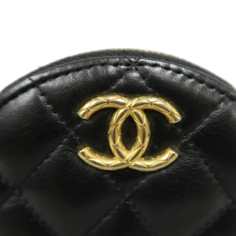 CHANEL Matelassé Mini Shoulder Bag Black Lambskin Gold-Tone Hardware