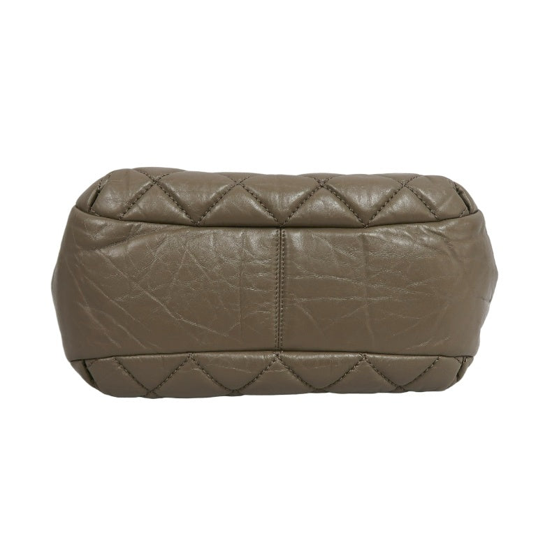 CHANEL Matelasse Lambskin Shoulder Bag Brown Dark Silver-Tone Hardware