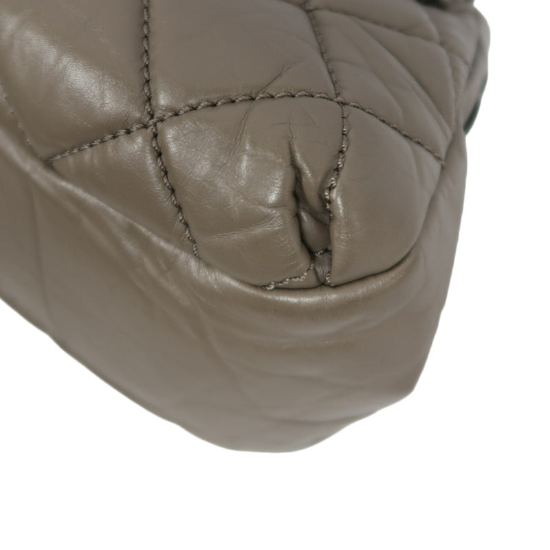 CHANEL Matelasse Lambskin Shoulder Bag Brown Dark Silver-Tone Hardware