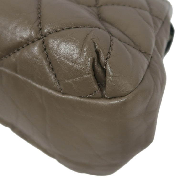 CHANEL Matelasse Lambskin Shoulder Bag Brown Dark Silver-Tone Hardware