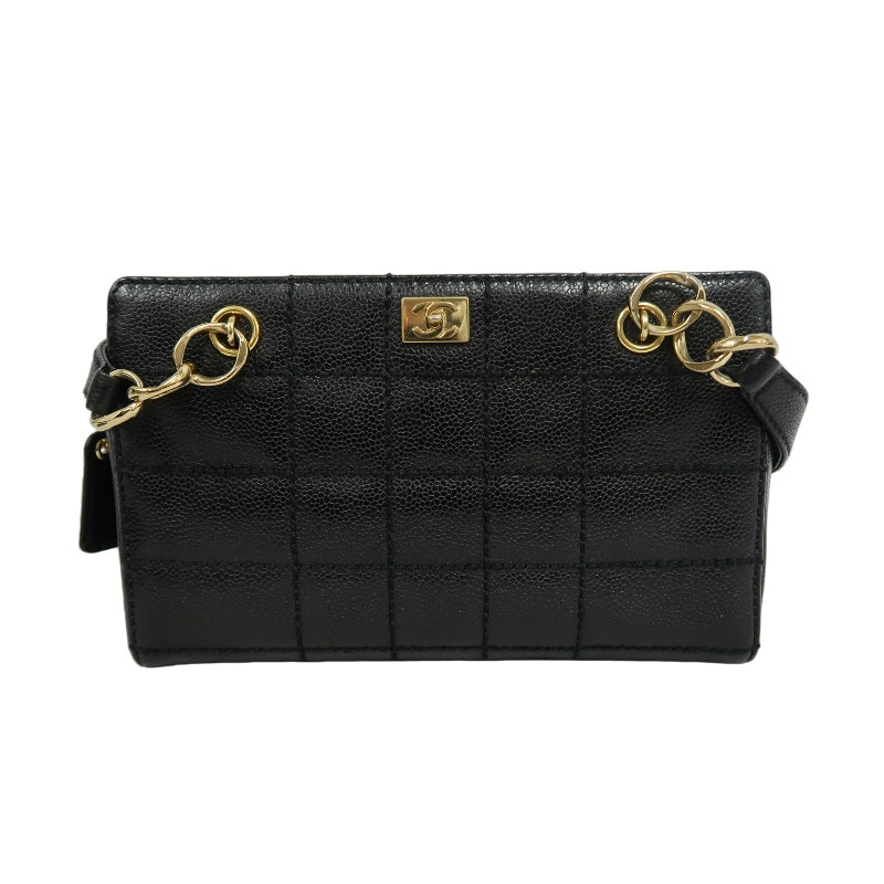 CHANEL Chocolate Bar Caviar Leather Tote Bag Black Gold-Tone Hardware