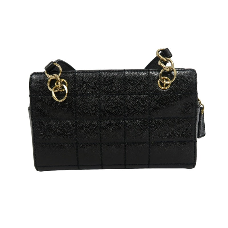 CHANEL Chocolate Bar Caviar Leather Tote Bag Black Gold-Tone Hardware