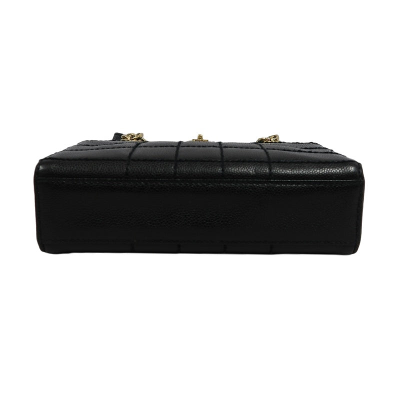 CHANEL Chocolate Bar Caviar Leather Tote Bag Black Gold-Tone Hardware