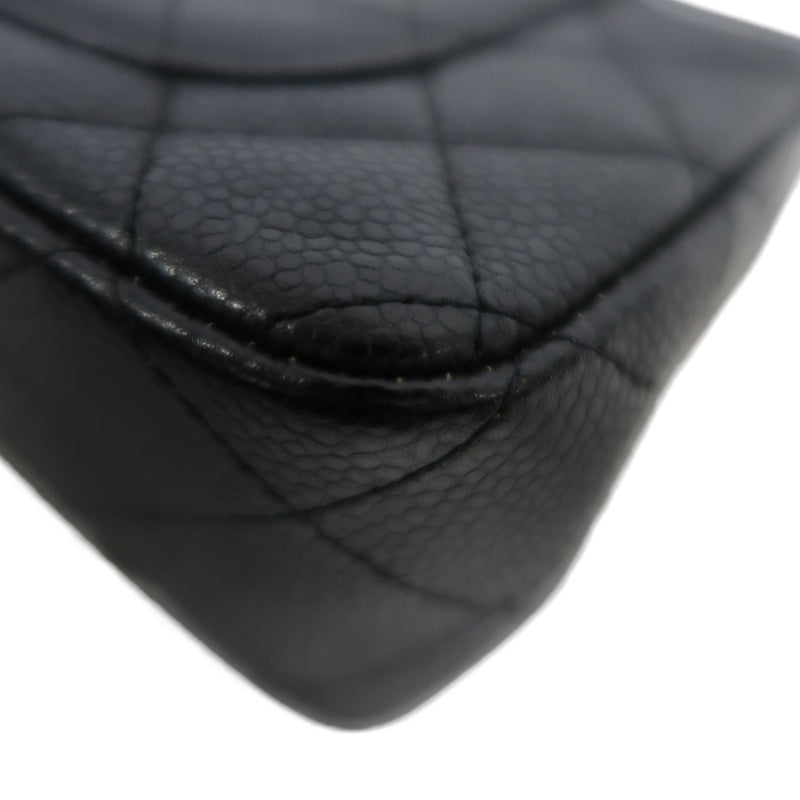 CHANEL Classic Flap CF Caviar Leather Shoulder Bag Black Silver-Tone Hardware