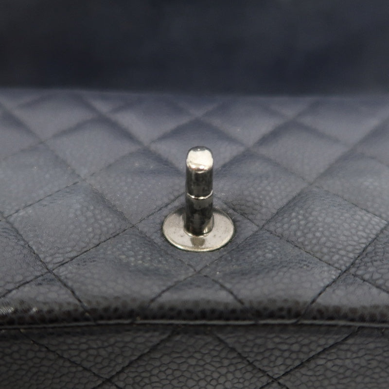 CHANEL Classic Flap CF Caviar Leather Shoulder Bag Black Silver-Tone Hardware