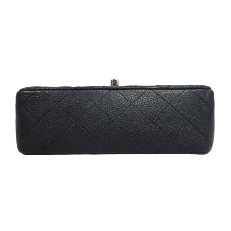 CHANEL Classic Flap CF Caviar Leather Shoulder Bag Black Silver-Tone Hardware