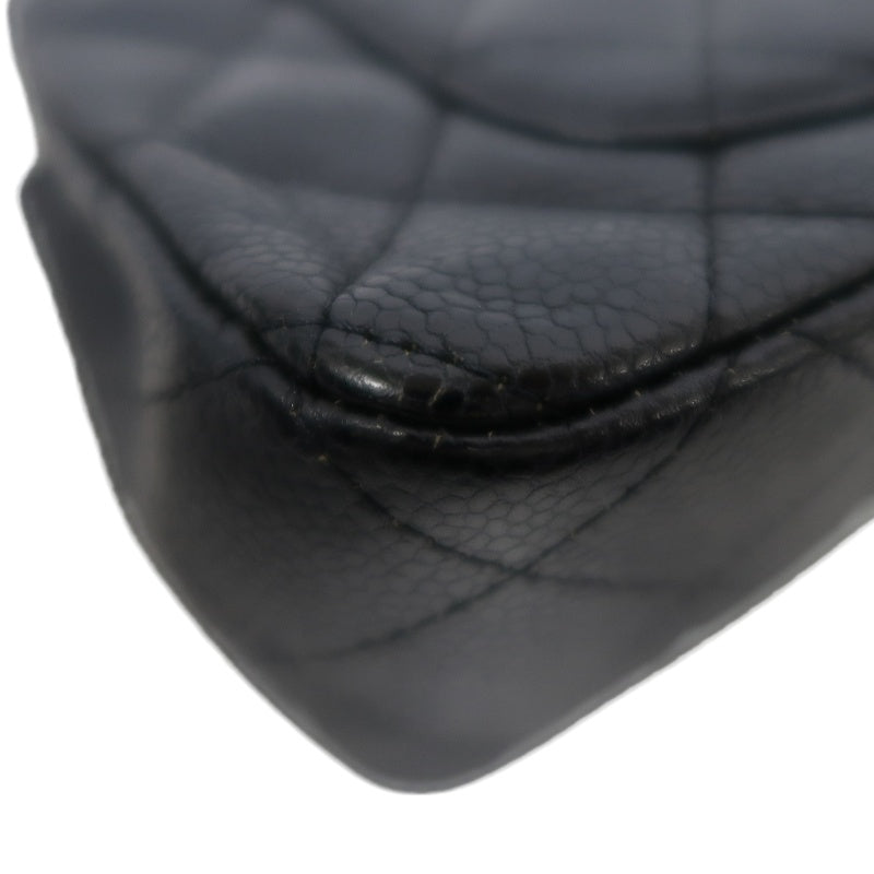 CHANEL Classic Flap CF Caviar Leather Shoulder Bag Black Silver-Tone Hardware