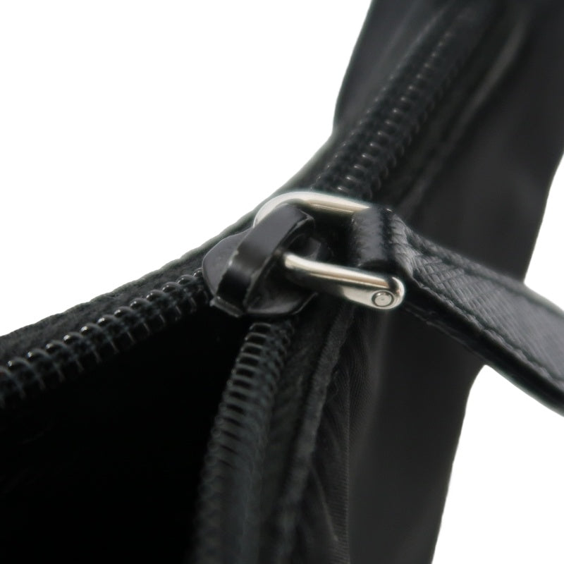 PRADA Nylon Handbag Black Silver-Tone Hardware