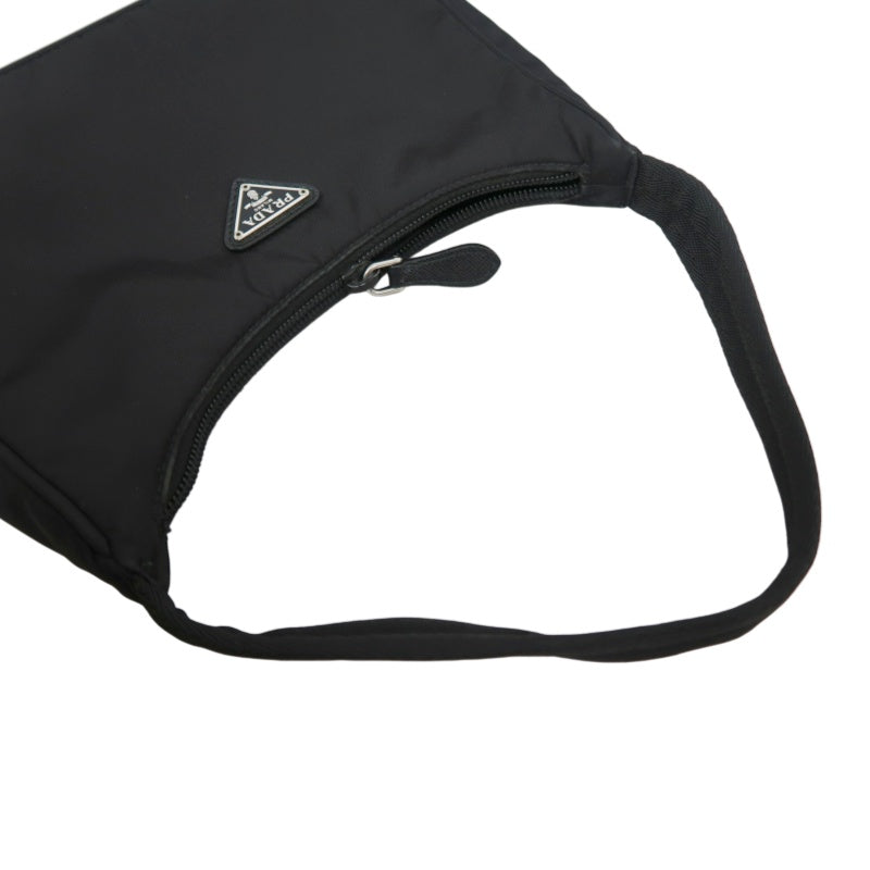 PRADA Nylon Handbag Black Silver-Tone Hardware