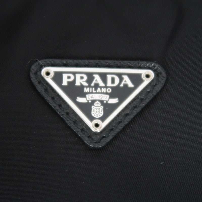 PRADA Nylon Handbag Black Silver-Tone Hardware