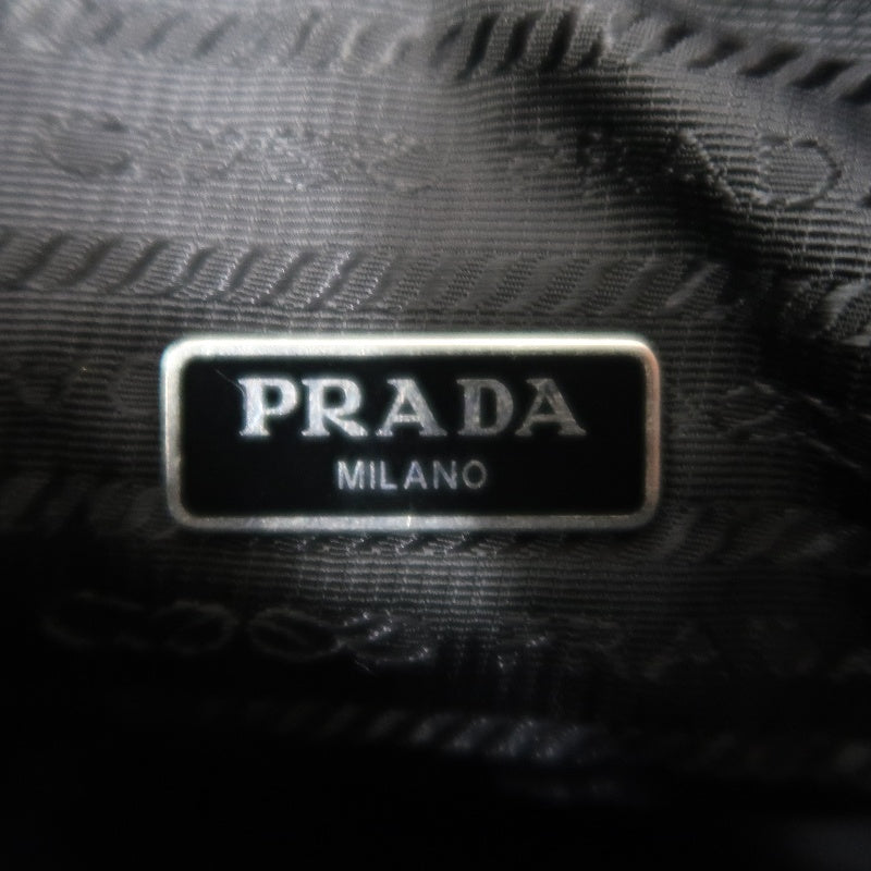 PRADA Nylon Handbag Black Silver-Tone Hardware