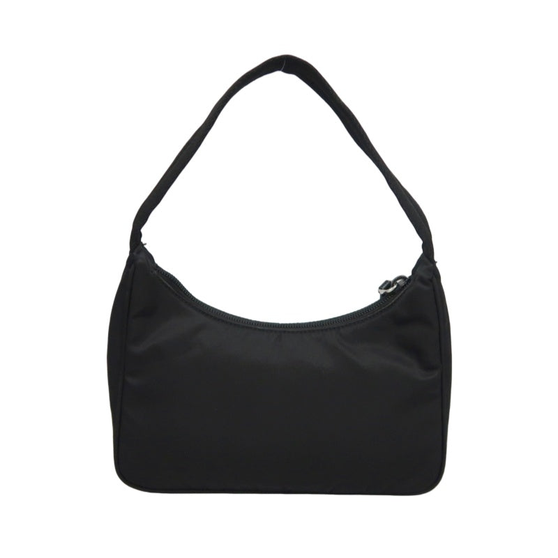 PRADA Nylon Handbag Black Silver-Tone Hardware