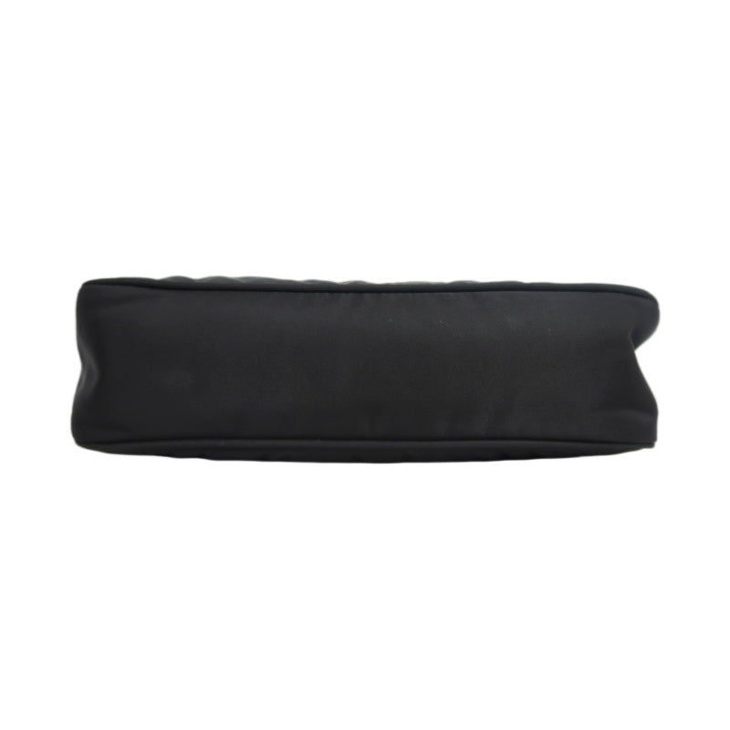 PRADA Nylon Handbag Black Silver-Tone Hardware