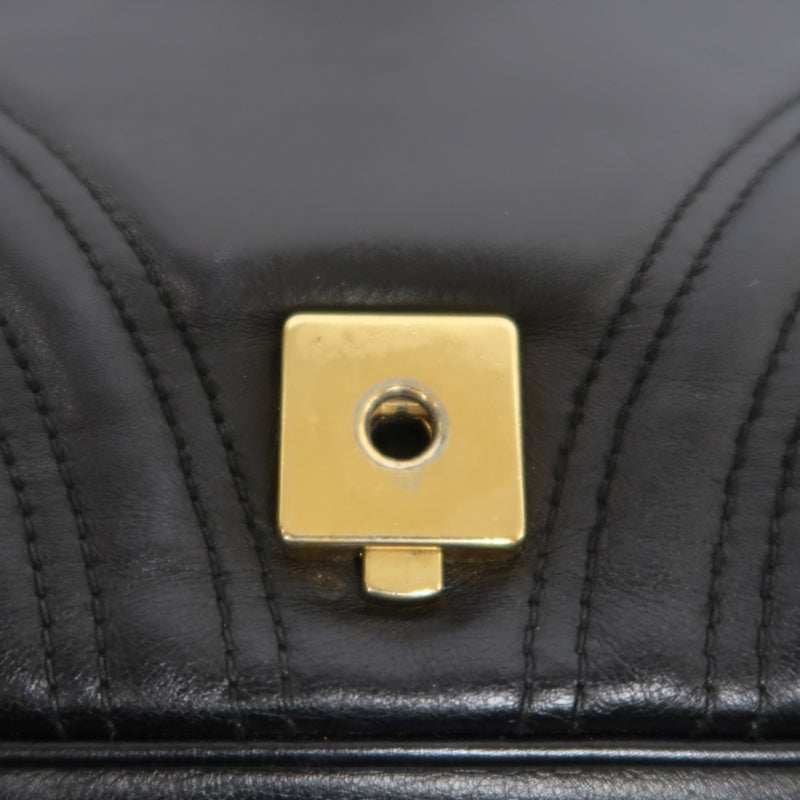 GUCCI Marmont GG Logo Matelassé Leather Shoulder Bag Black Gold-Tone Hardware