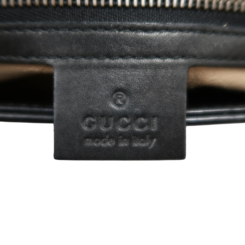 GUCCI Marmont GG Logo Matelassé Leather Shoulder Bag Black Gold-Tone Hardware