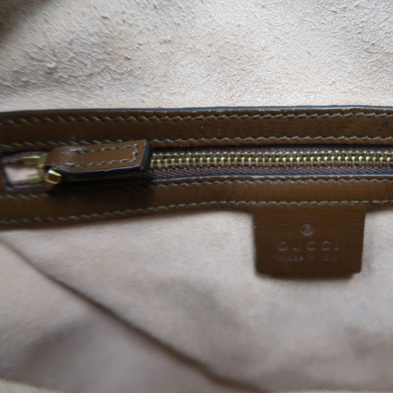 GUCCI GG Supreme Horsebit PVC Shoulder Bag Brown Gold-Tone Hardware